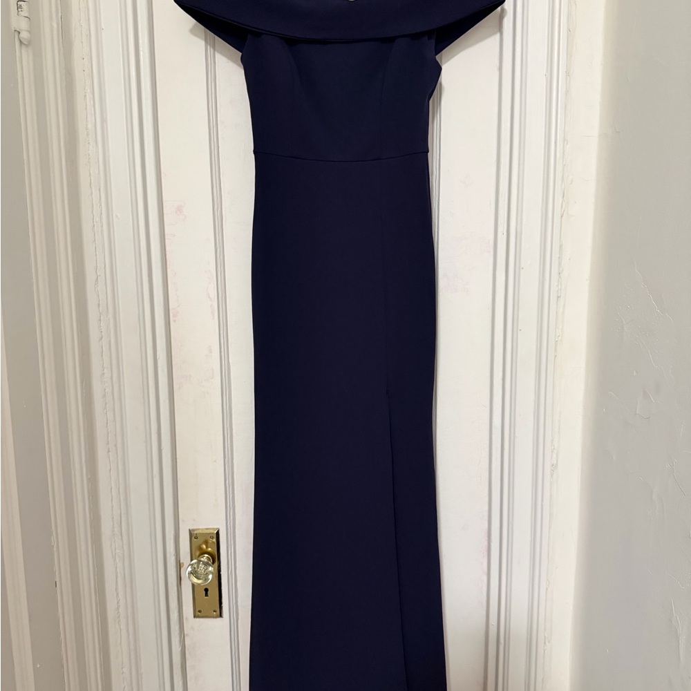 Lulu's Midnight Blue Off the Shoulder Dress